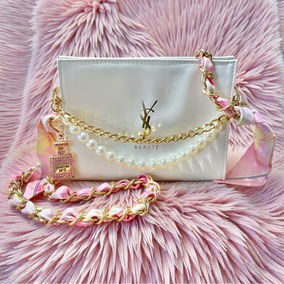Yves Saint Laurent Handbags - YSL Yves Saint Laurent Beaute White Makeup /Cosmetic Pouch /Xbody bag /2 Straps